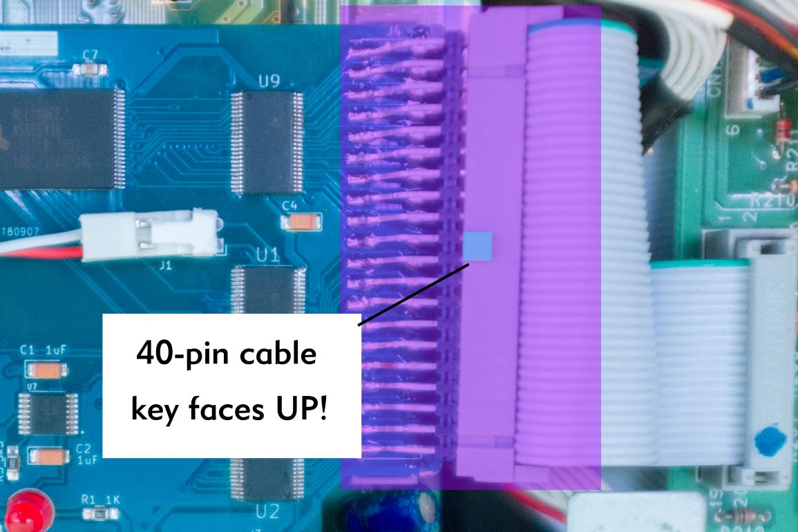 Image showing connecting the MMB to the 40-pin cable.